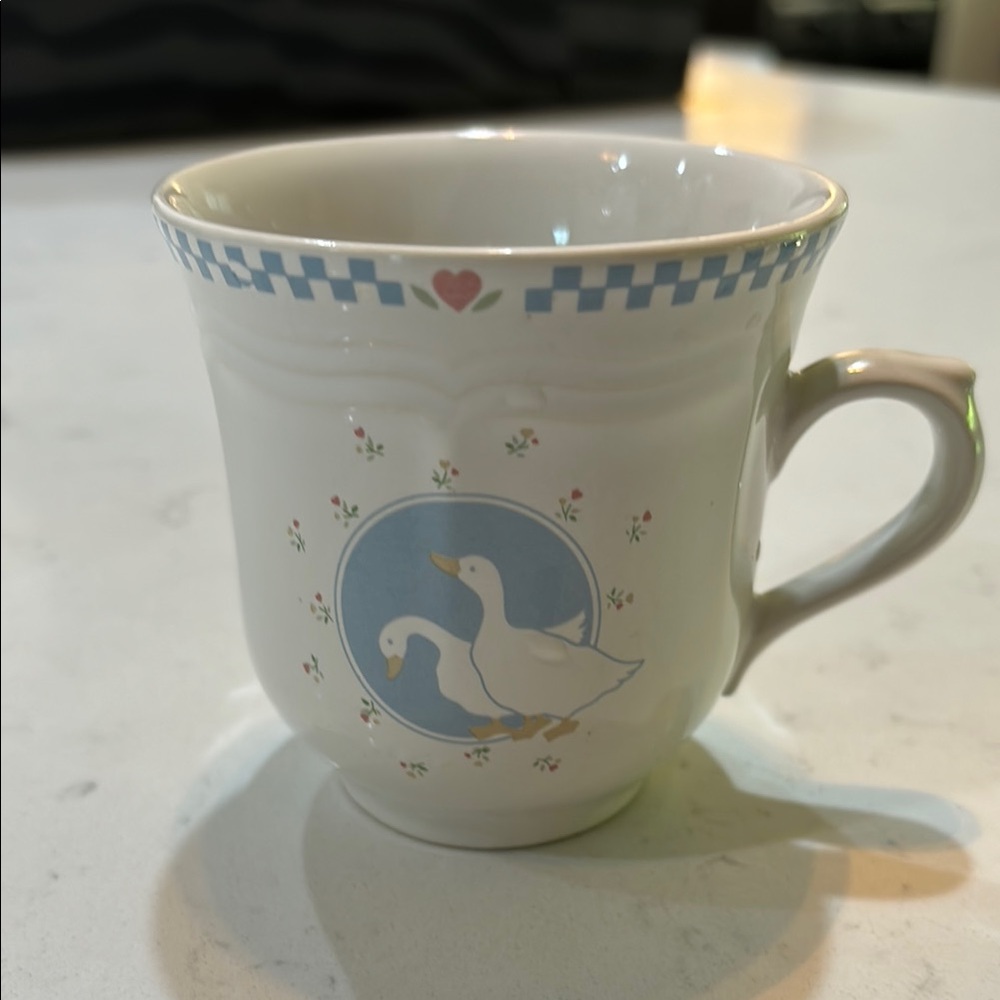 White and Blue Ceramic Mug with Moon Motif